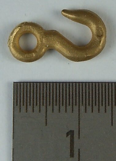 Messinghaken Gesamtlänge ca. 16mm mit Öse (2,5mm