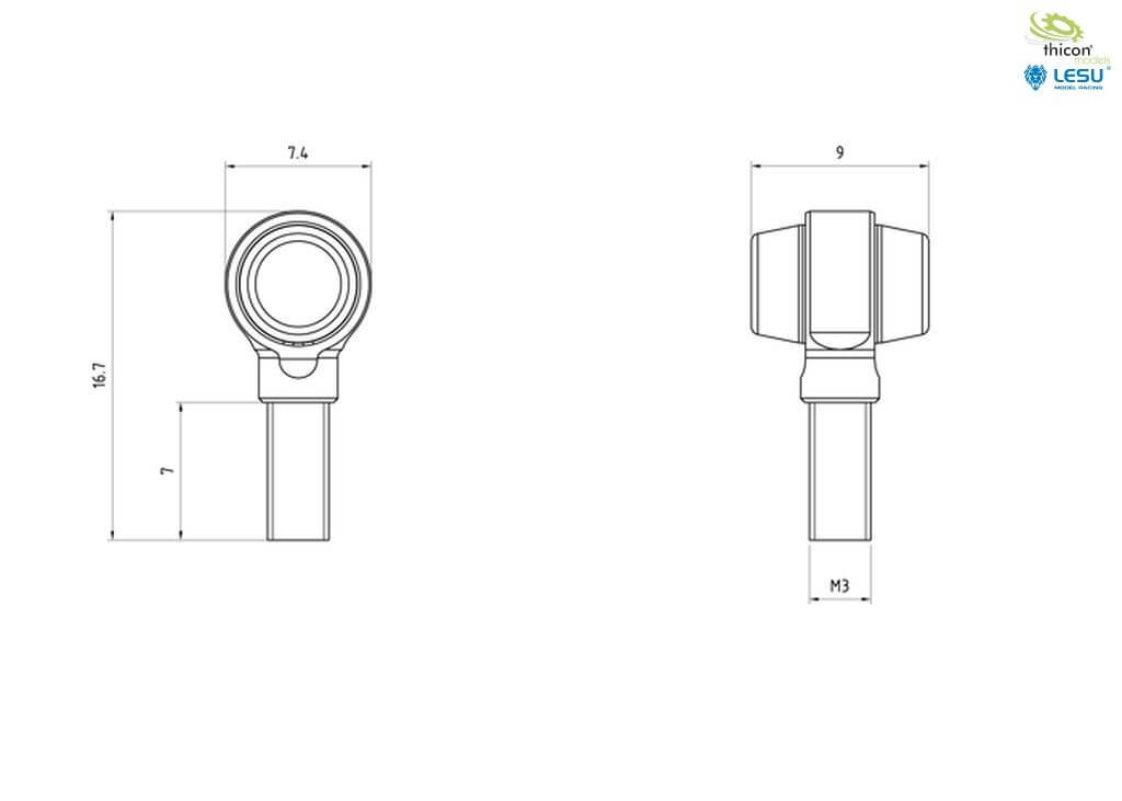 Begrenzungsleuchten seitlich mit LED 2 Stück, 1:14          