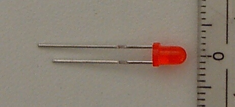 1x LED rot 3mm, rot diffuses Gehäuse, bedrahtet