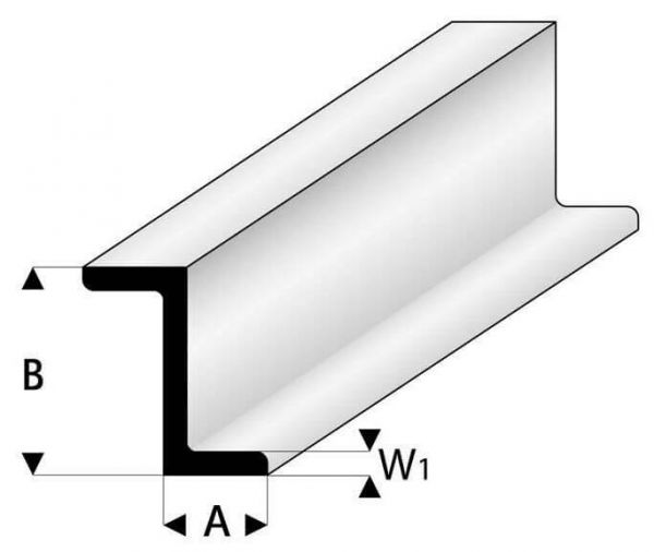 Kunststoff-Profil Z-Profil 8,0x12mm 1m lang, weiss. Stärke