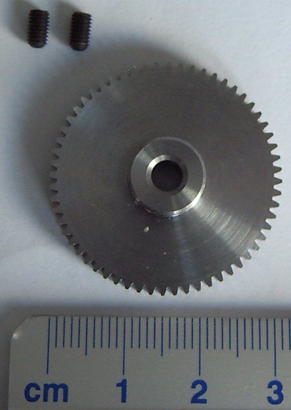 1x Stahl-Zahnrad Modul 0,5 60 Zähne Bohrung 4mm mit Nabe, 2